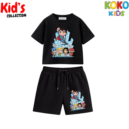 Street Style Kids Set – Drop Shoulder Tee & Shorts