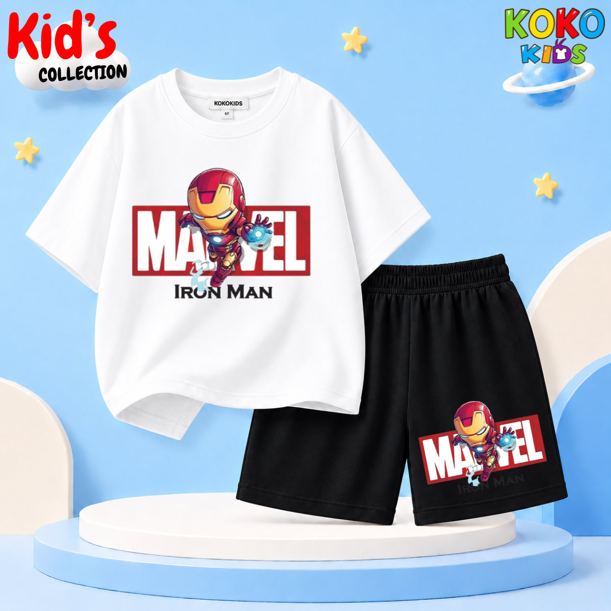 Kids Premium Cotton Drop Shoulder T-Shirt & Shorts Set
