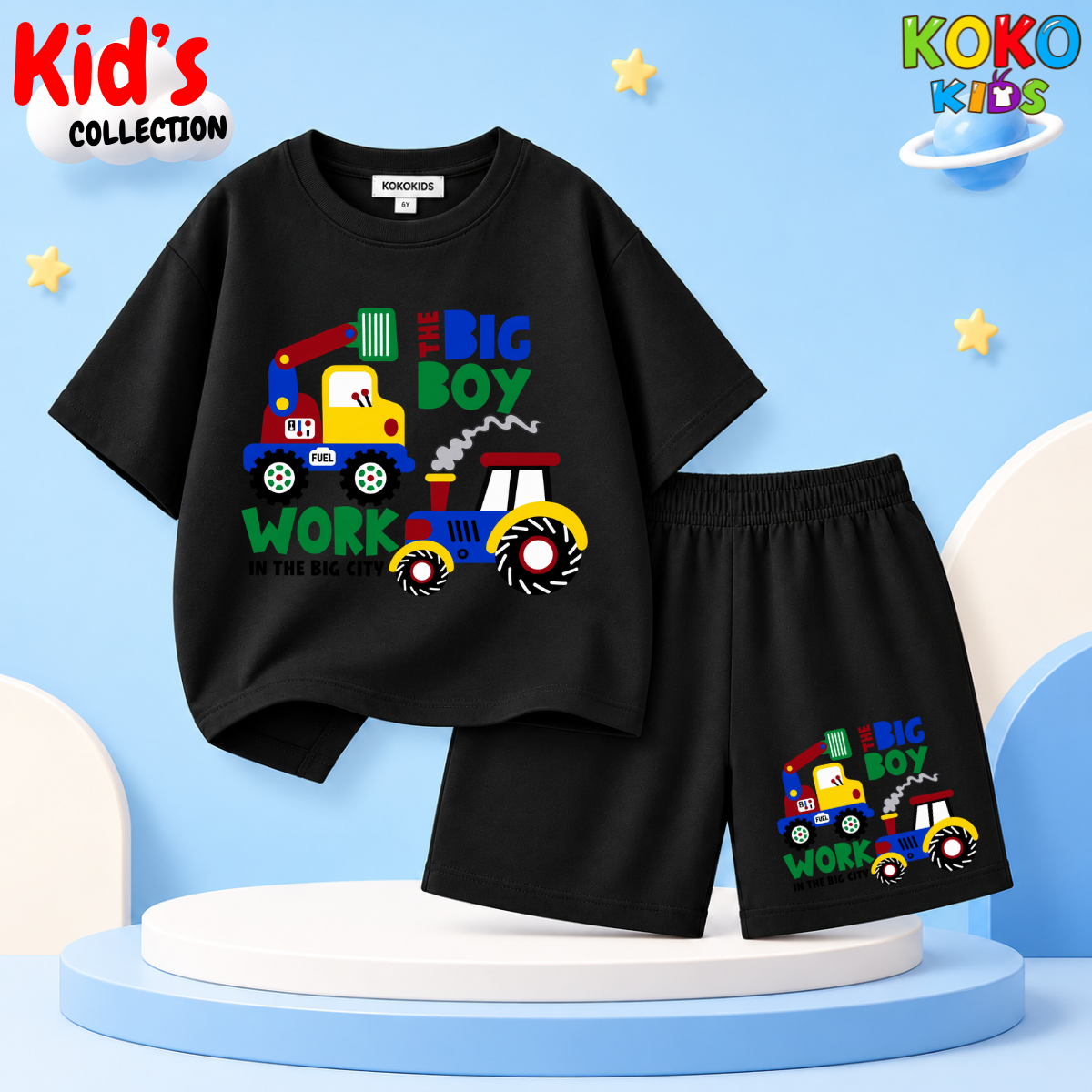 Kids Premium Cotton Drop Shoulder T-Shirt & Shorts Set