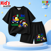 Kids Premium Cotton Drop Shoulder T-Shirt & Shorts Set