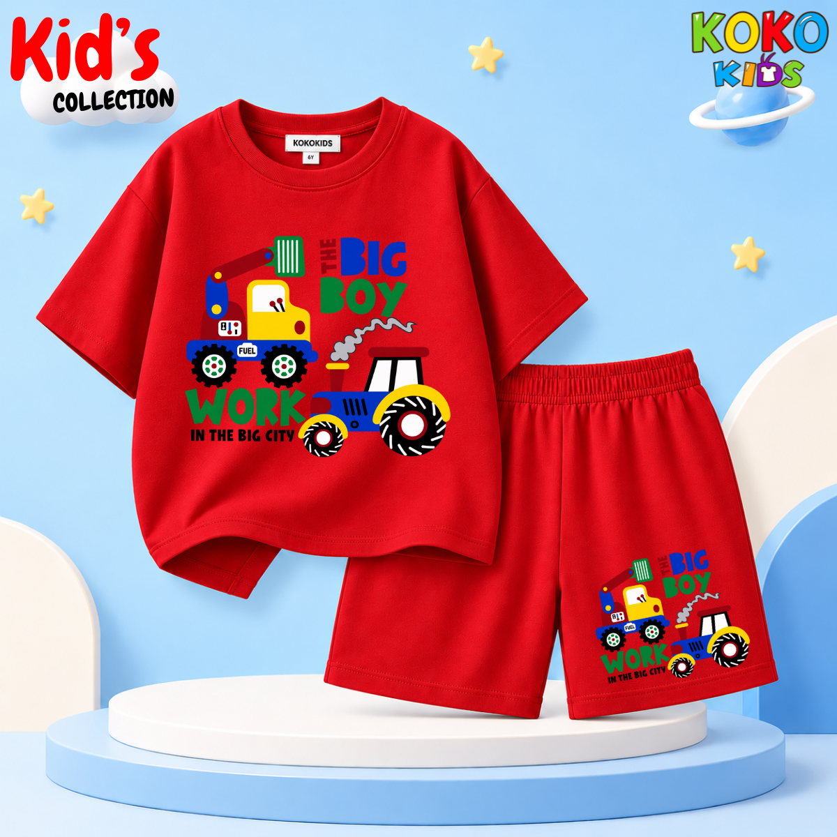 Kids Premium Cotton Drop Shoulder T-Shirt & Shorts Set