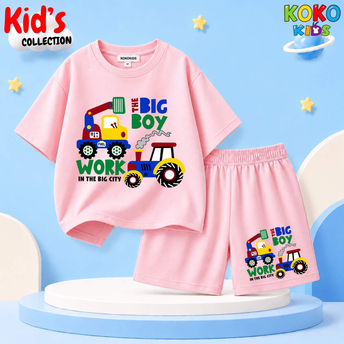 Kids Premium Cotton Drop Shoulder T-Shirt & Shorts Set