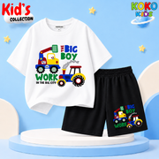 Kids Premium Cotton Drop Shoulder T-Shirt & Shorts Set