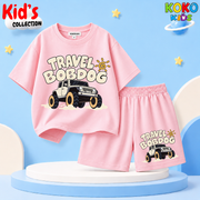 Kids Premium Cotton Drop Shoulder T-Shirt & Shorts Set