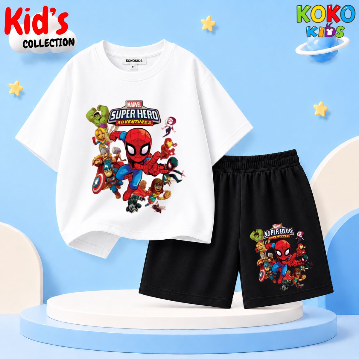 Kids Premium Cotton Drop Shoulder T-Shirt & Shorts Set
