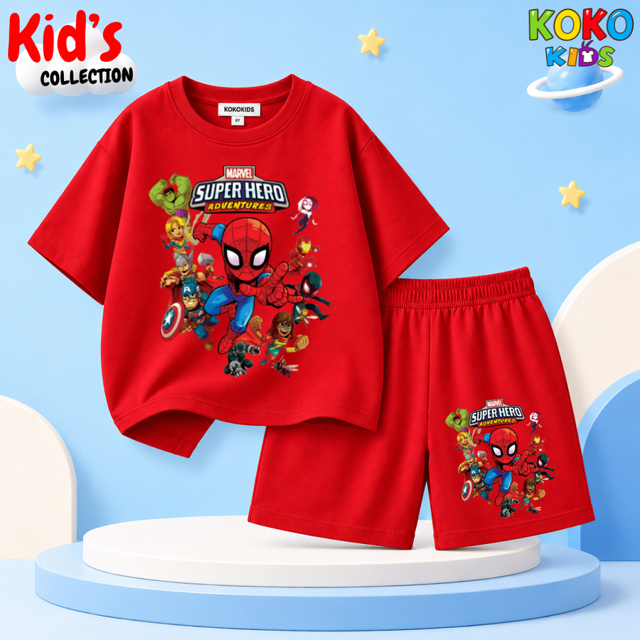 Kids Premium Cotton Drop Shoulder T-Shirt & Shorts Set