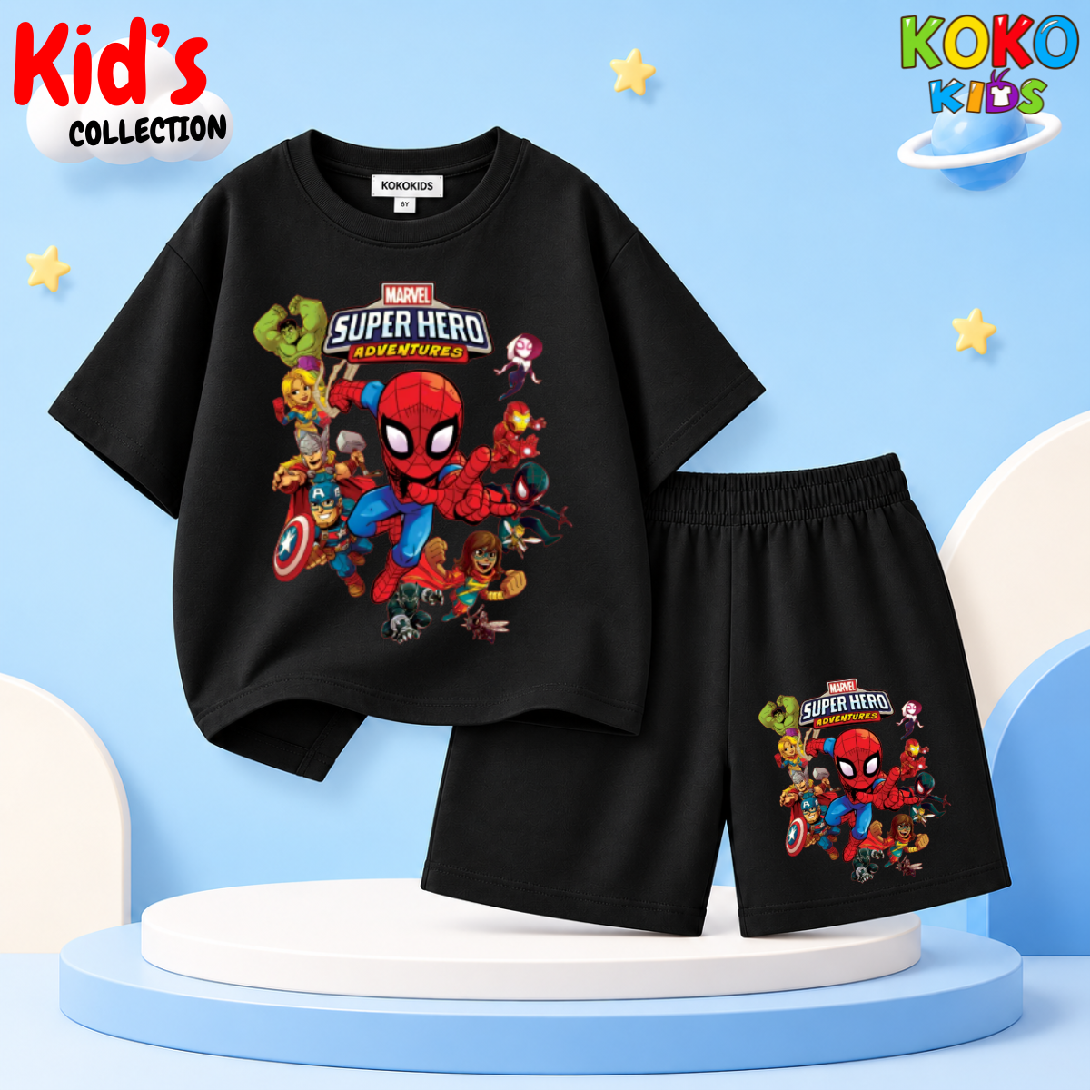 Kids Premium Cotton Drop Shoulder T-Shirt & Shorts Set