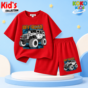 Kids Premium Cotton Drop Shoulder T-Shirt & Shorts Set