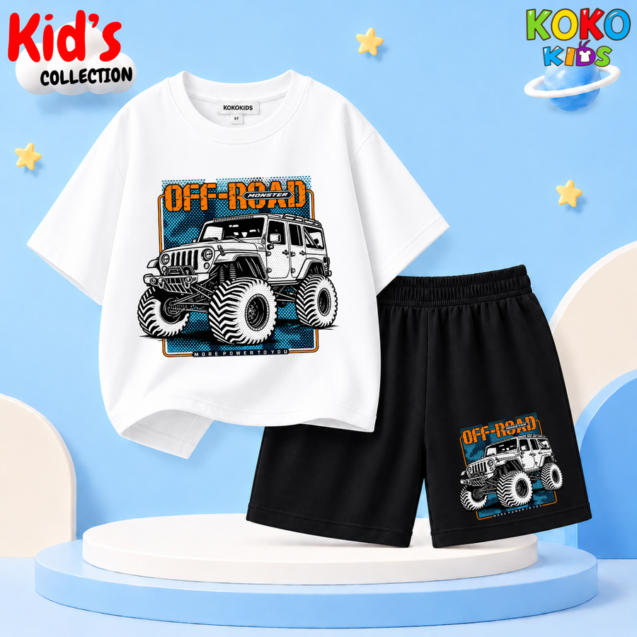 Kids Premium Cotton Drop Shoulder T-Shirt & Shorts Set