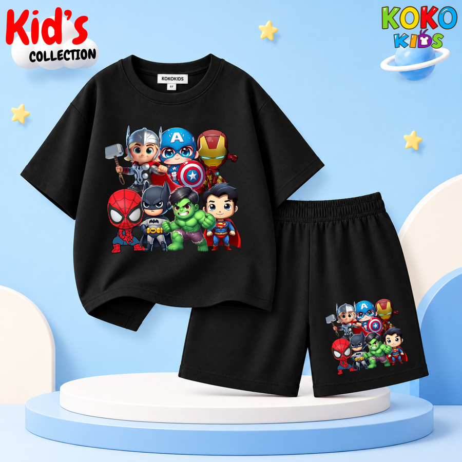 Kids Premium Cotton Drop Shoulder T-Shirt & Shorts Set