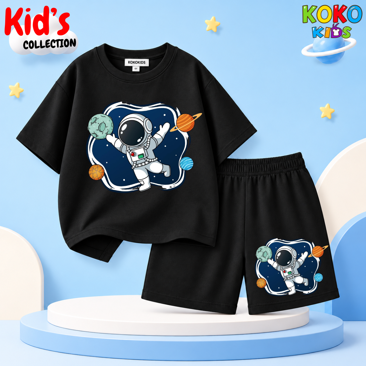 Kids Premium Cotton Drop Shoulder T-Shirt & Shorts Set
